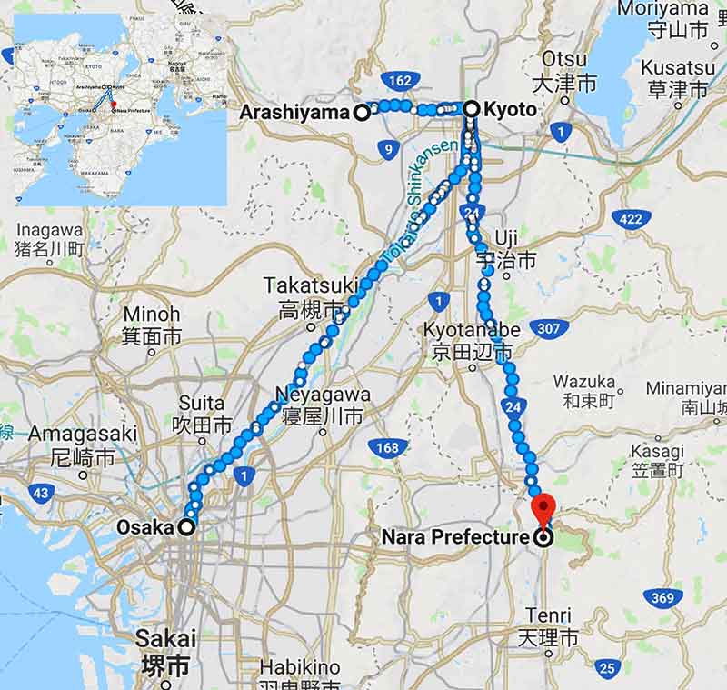 เส้นทางขี่จักรยาน osaka-kyoto-nara